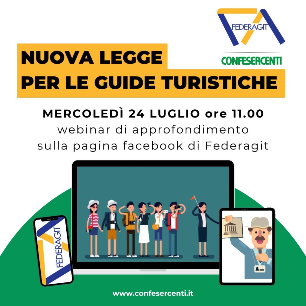 Nuova legge sulle guide turistiche, mercoledì 24 luglio alle ore 11.00 il webinar Federagit Confesercenti