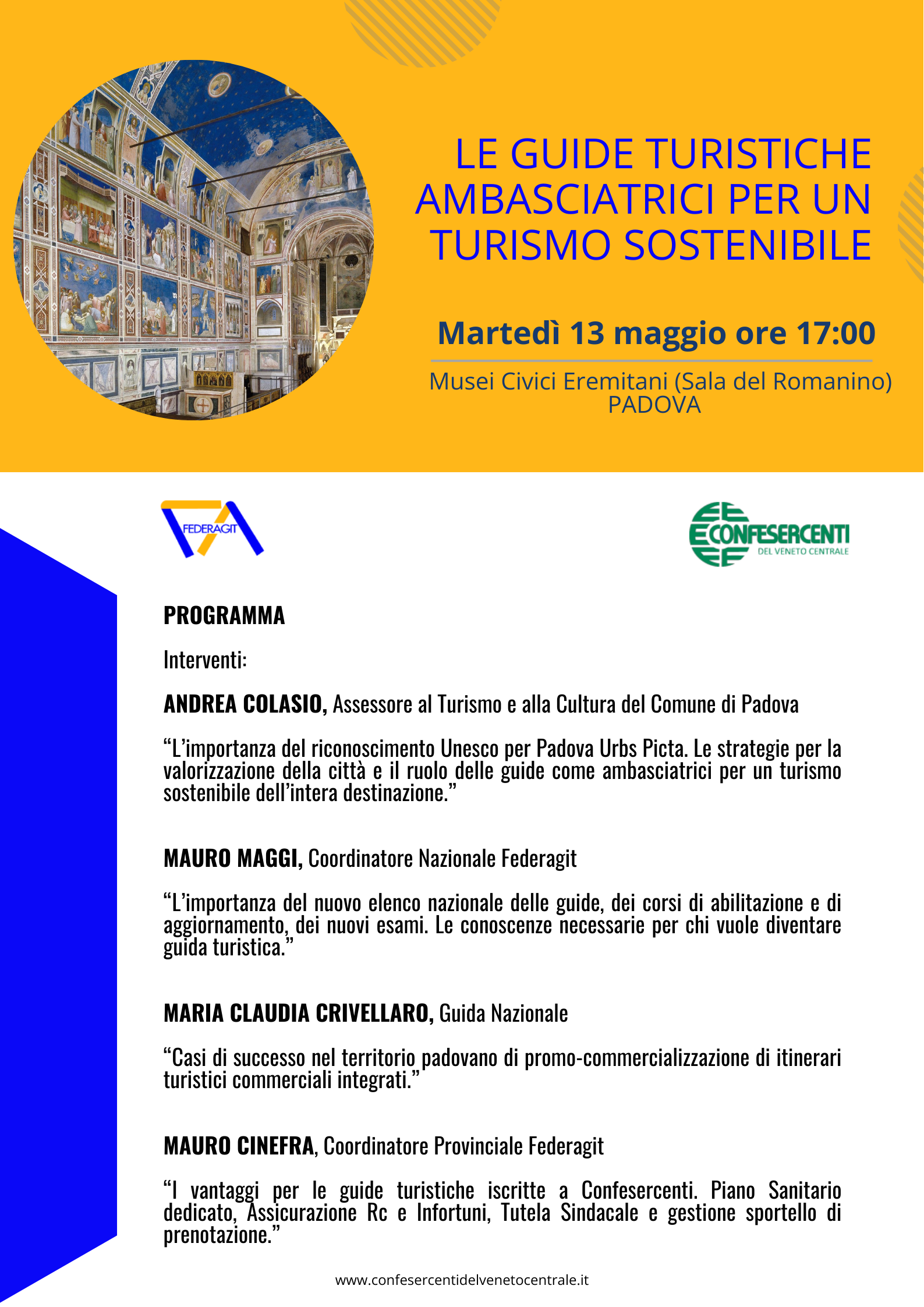 Federagit Padova: Le guide turistiche ambasciatrici per un turismo sostenibile" - incontro el 13.05.2025