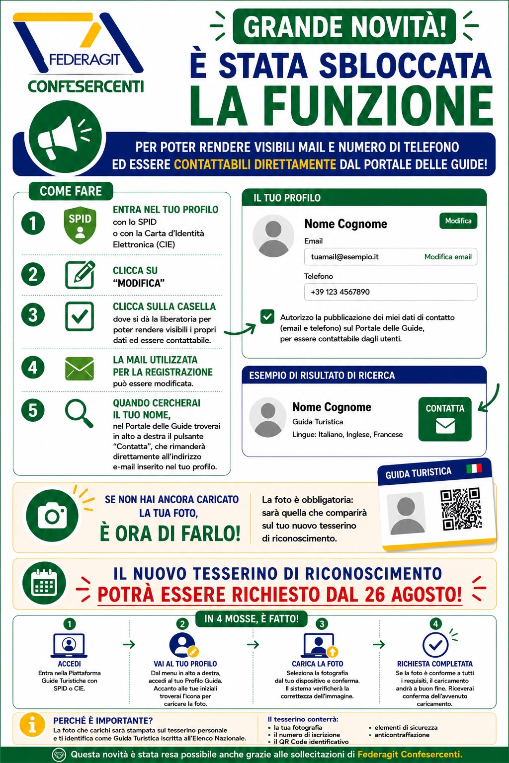 NUOVA FUNZIONE SBLOCCATA: SU ENGT E' ORA POSSIBILE RENDERE VISIBILI I PROPRI RECAPITI PROFESSIONALI PER ESSERE CONTATTATI DA TURISTI, AGENZIE DI VIAGGIO, TOUR OPERATOR, MUSEI ED ALTRI OPERATORI